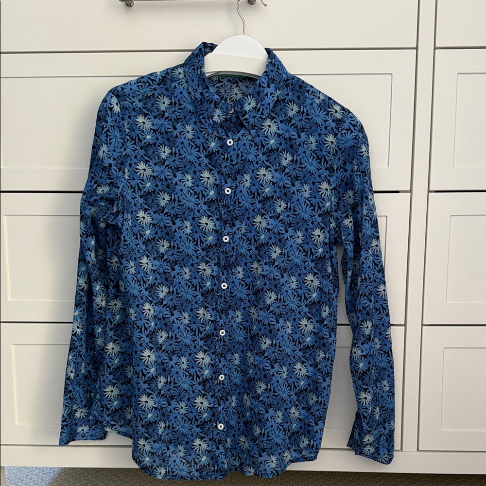 United Colors Of Benetton Blue Floral Button Down Shirt